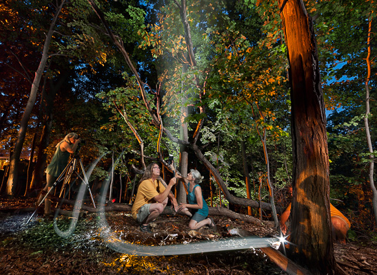 Peoria, Illinois photographic artits Doug and Eileen Leunig creating a light painting